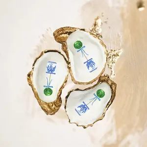 Chinoiserie Floral Oyster Shell Ring Dish