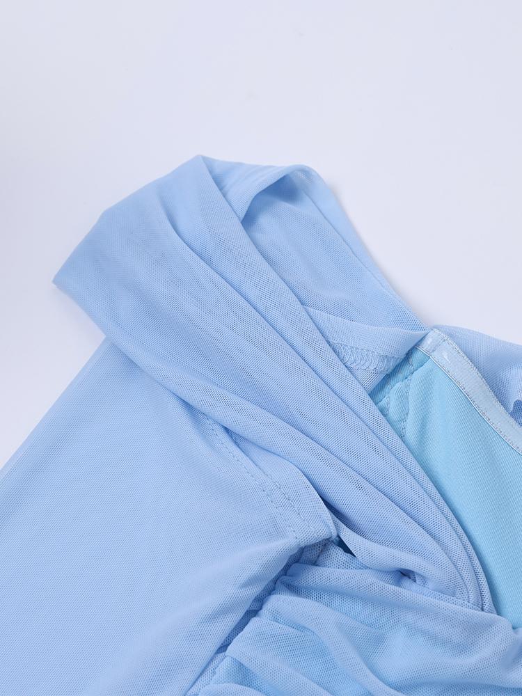 Off-neck Backless Bell Sleeve Ruched Bodycon Mesh Dress,Elegant Intellectual and Fashionable Party Dress Off-neck Backless Bell Sleeve Ruched Bodycon Mesh Dress,Elegant Intellectual and Fashionable Party Dress