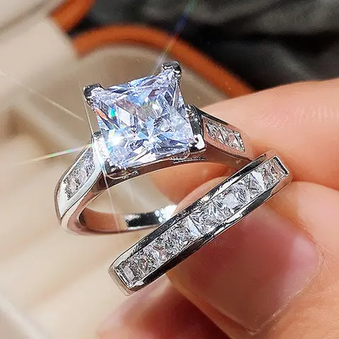 Women's Elegant Lab-Created Cubic Zirconia Ring - Multi-Size CZ Promise Ring, Exquisite Trendy Band, Bridal Accessory, Valentine’s Day Gift, Party Costume Jewelry