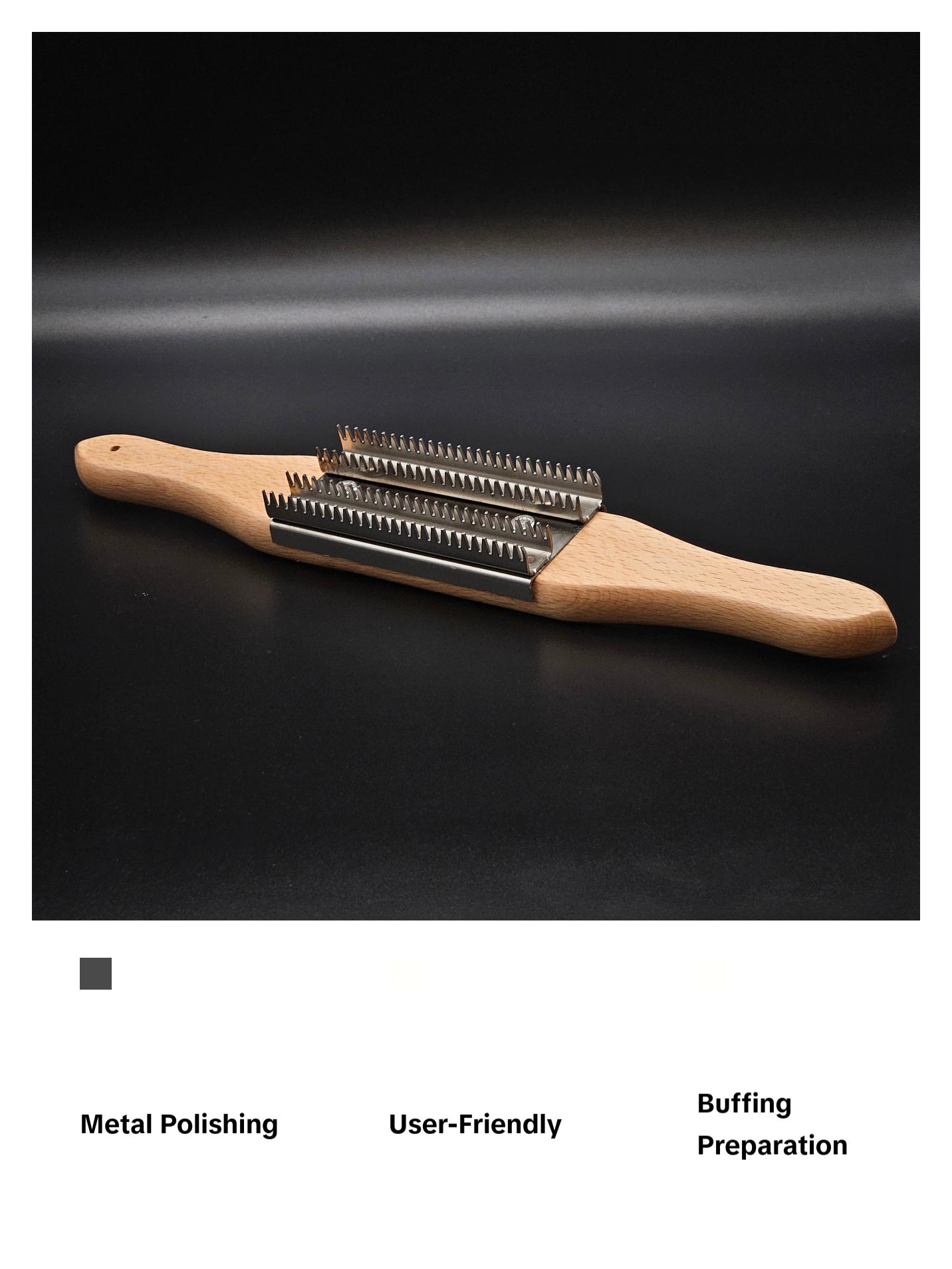 Buff Rake by SummerShine Supply with Wooden Handle and Metal Bands, Designed for Comfort and Versatile Use