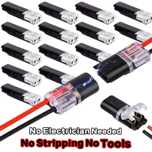 20/50/100 Pack No Tools No Stripping 2 Pin Wire Connectors, Double-Wire Plug-in with Locking Buckle, Fast Electrical Connector for LED Lights, Bedroom & Wall Decor, Home Essentials#Mother's Day