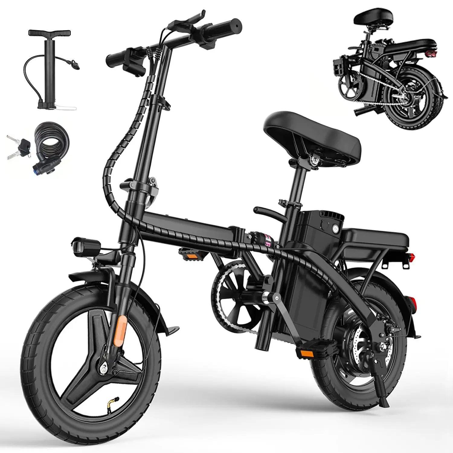 Folding Electric Bike 750W Motor, 22MPH, 30+ Miles PAS Range, 14" Electric Bicycles for Adults, 48V12 Removable Battery, Men's & Women's to 400 lbs E-Bike, UL2849 Certified,camping essentials tiktokshopbacktoschool Lightweight Ebikes For Adults