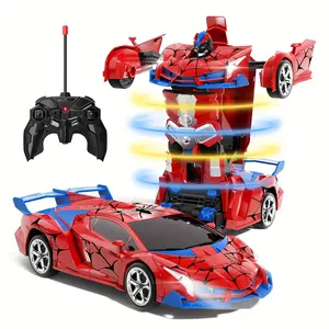 2-in-1 Transforming Robot Car, 1:18 Remote Control Car for Kids, One-Button Deformation RC Racing Car with LED Lights & 360° Drifting, Rechargeable Toy Vehicle Birthday Gift for Boys Age 3 4 5 6 7 8+