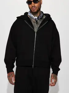 Tyson Oversized Heavyweight Zip Up - Black, Premium Cotton Blend, Full Front Zip, Attached Hood, Ribbed Cuffs & Hem, Bold Street Style, Ultra-Comfortable