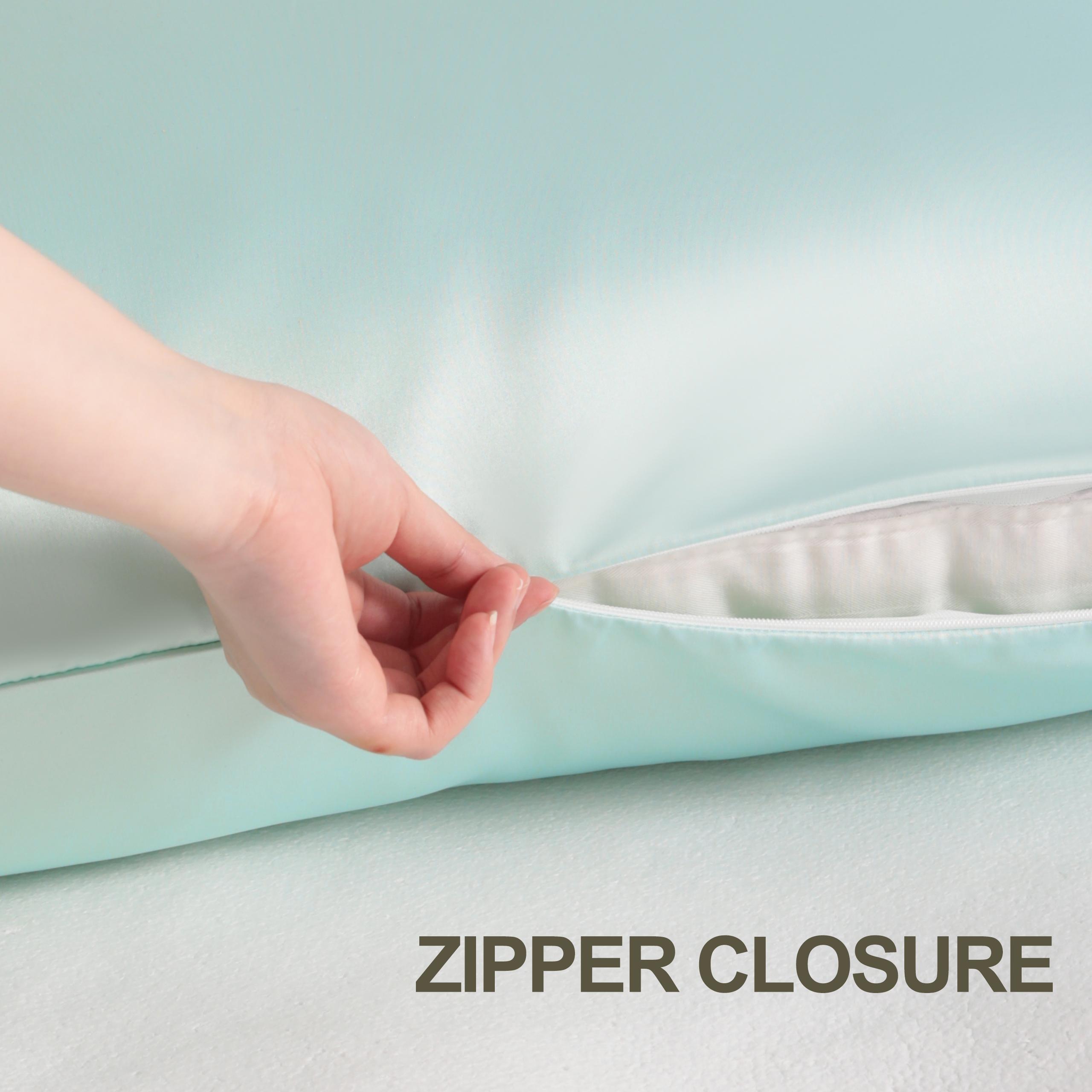 NTBAY Zippered Satin Pillow Cases for Hair and Skin, Luxury Standard Hidden Zipper Pillowcases Set of 2