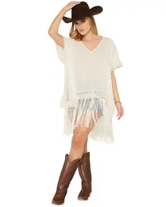 Shyanne Women's Fringe Lace Pullover Kimono - Swsp26v2-Iv
