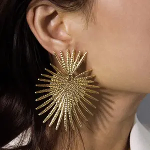 LikeMyChoice Retro Sunburst Gold-Plated Hoop Earrings Double-Layered 3D Design for Summer Beach & Date Night Ideal for Party & Night Out elegant simple design jewelry gift accessories for women jewelry mystery jar