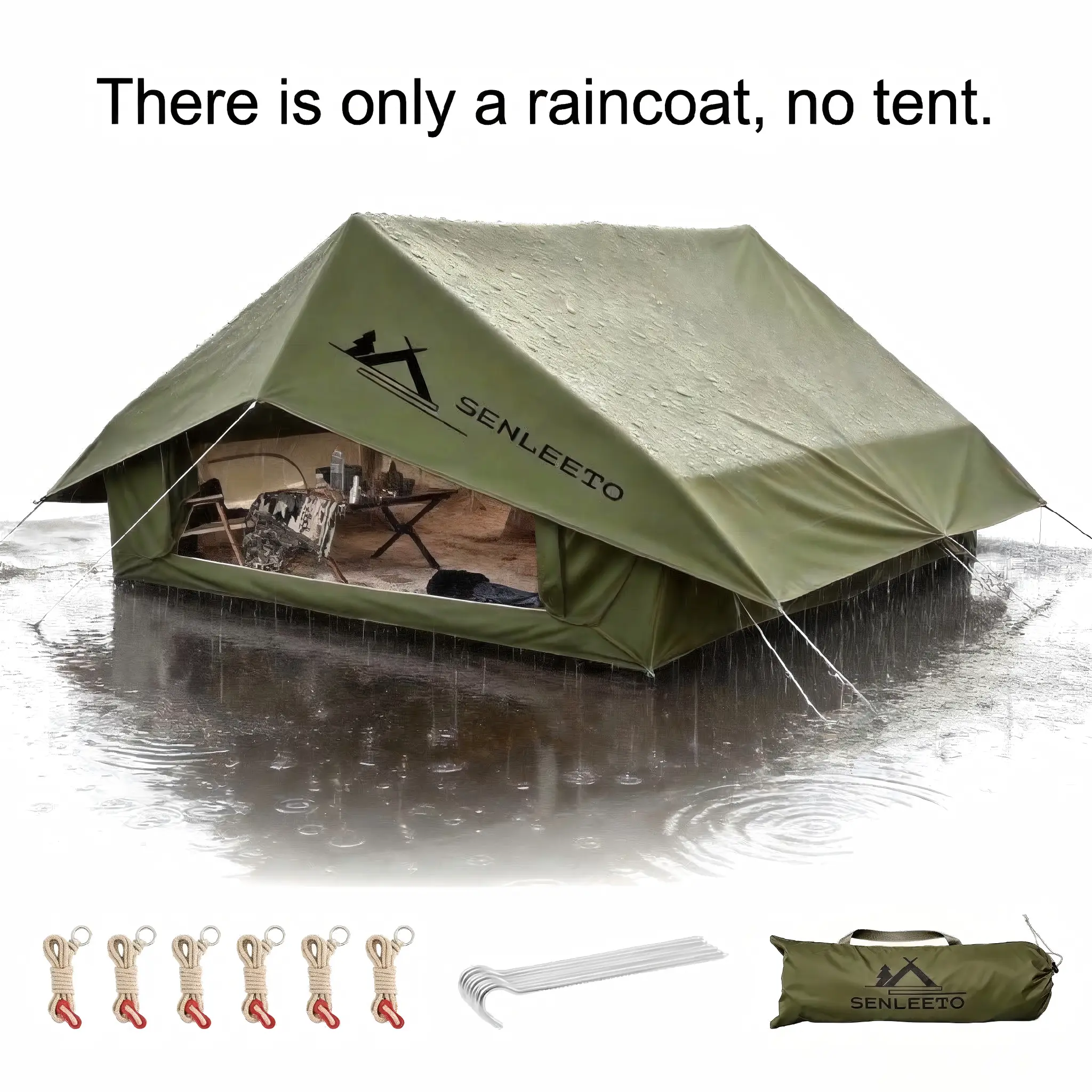 SENLEETO Tent Rainfly for 8+ People Inflatable Cabins, Heavy-Duty 210D Oxford Sunshade with Silver & Black Coating, PU2000 Waterproof, UPF50+ Sun Protection, Stove Jack Compatible, Multi-Size, Camping Accessories, Warm, Universal Fit, Inflatable Tents, Lo