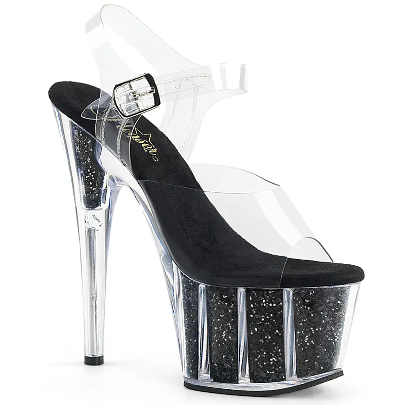 Pleaser Women's Spark Ankle Strap Sandal - Adore-708G, 7-in Heel, Open Toe, Classy Clubwear Party Sandals, Elegant Heeled Footwear for Evening Performances, Classy Heeled Shoe
