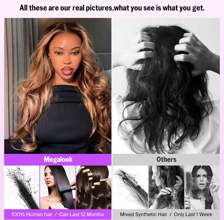 [New Highlight 2P427] Megalook Ombre Honey Blonde Wig #2 Roots P427 Highlight Colored 13x6 Glueless Lace Frontal Wigs Pre-everything Wig