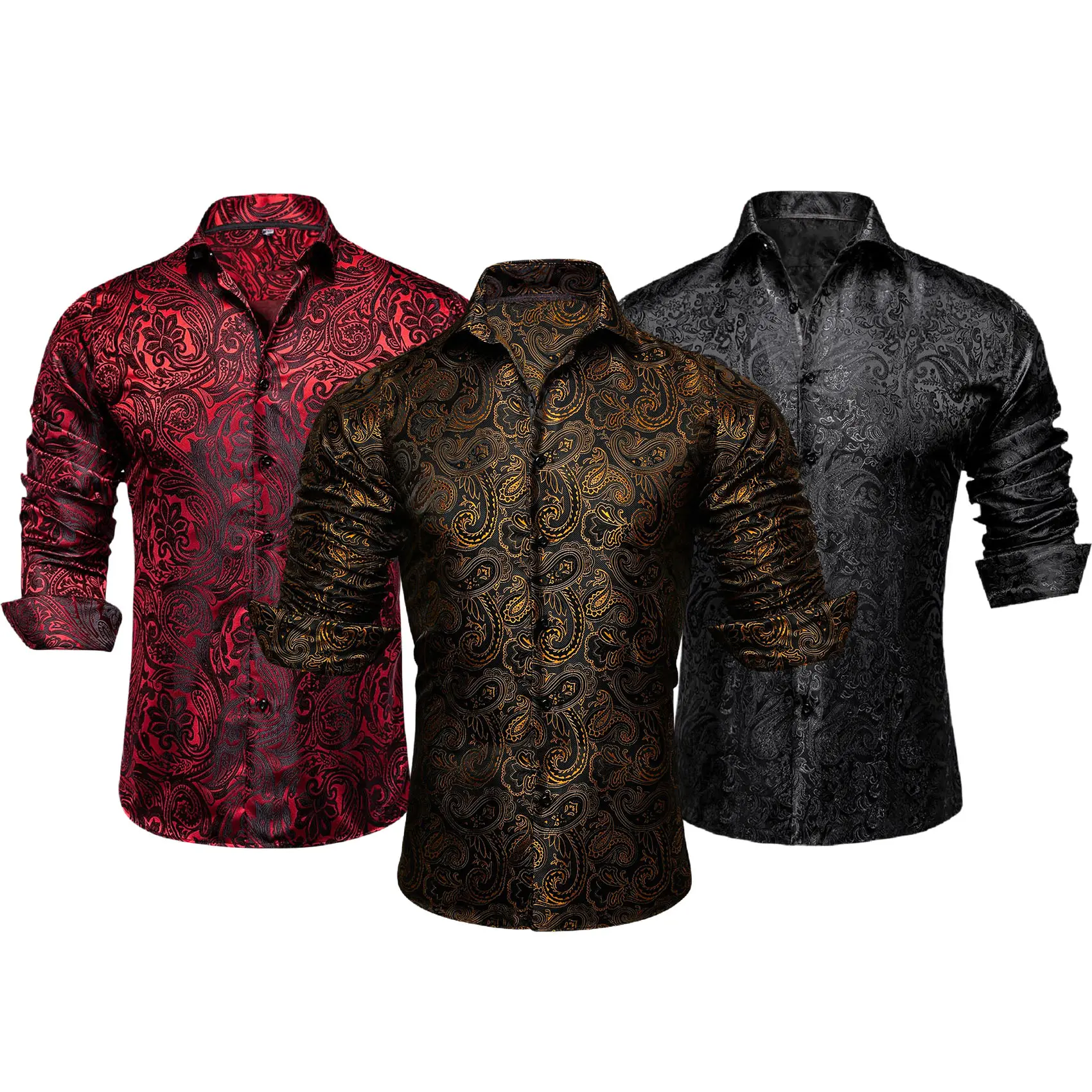 3-Pack AILISUS Men's Paisley Casual Shirts Long Sleeve Button Down Shirt Anti-wrinkle Breathable Lightweight Menswear Vacation Beach Wedding Dating Tops