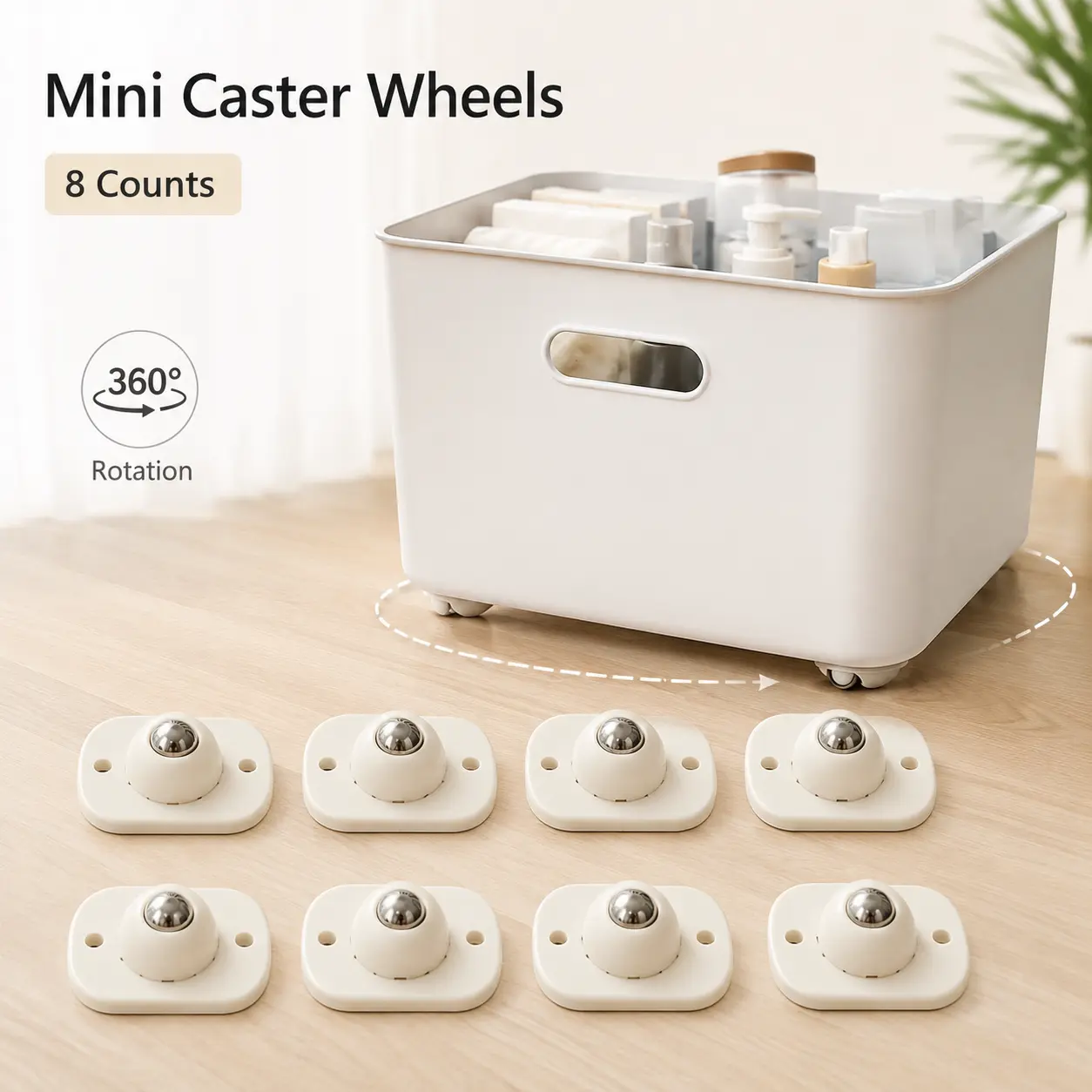 4/8/ Counts Self Adhesive Mini Caster Wheels,360 Degree Rotation,durable,Strong Load LowNoise Self Caster Wheels