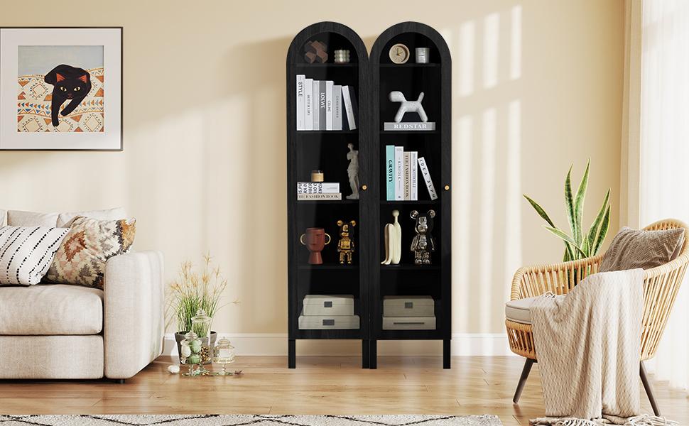 【New Upgrade】Giratree 66.93" H Arched Bookcase, 5-Tier Arched Cabinet Bookcase with Adjustable Shelves, Acrylic Glass Cabinet Door for Living Room, Reading Room and Bedroom 【New Upgrade】Giratree 66.93" H Arched Bookcase, 5-Tier Arched Cabinet Bookcase with Adjustable Shelves, Acrylic Glass Cabinet Door for Living Room, Reading Room and Bedroom