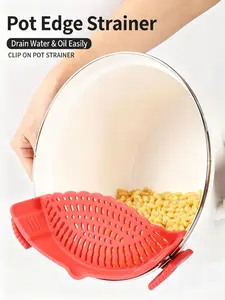 Kitchen Supplies Silicone Pot Clip-on Strainer Adjustable Quick Draining for Pasta Noodles Vegetables 1 Count Compact Space-Saving Colander - Utensils