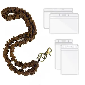 3-Piece Set Elastic Hair Tie Lanyard with Durable Lightweight Swivel Metal Base Sturdy Spring Buckle for Adjustable Comfort Perfect for Work Travel Gym Hypoallergenic Fabric Expandable 17.5 to 30 Inches Organiser