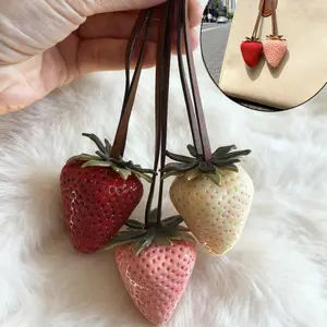 Zaleeta Cute Strawberry Bag Charm Key Chain, Keychains Purse Charms for Handbags, Cute Backpack Car Key Accessories Lanyard