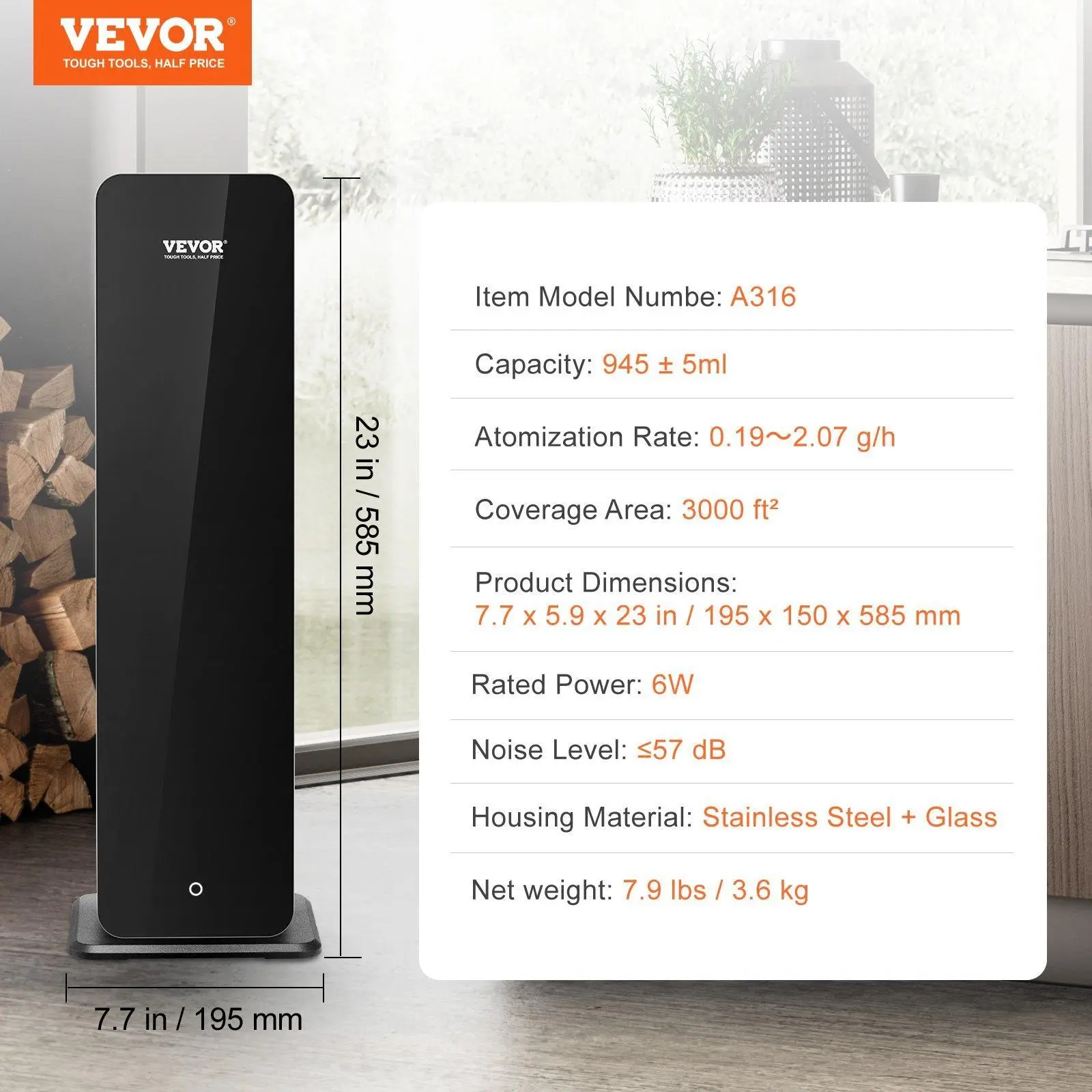 950 ml - Standing - 3000sq.ft