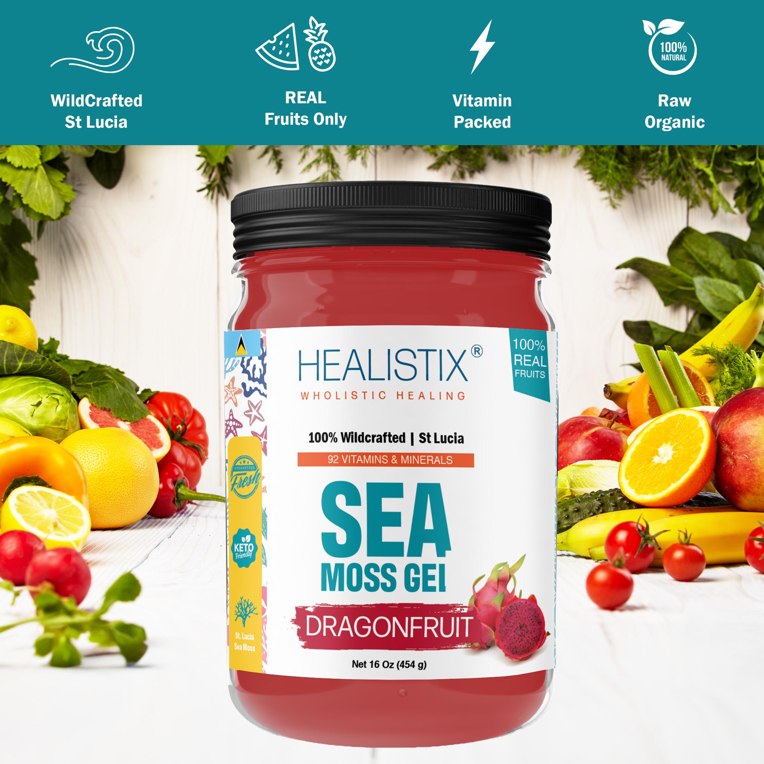 Healistix DragonFruit Irish Sea Moss Gel- St Lucia Wildcrafted Sea moss Gel, Packed with 92 Vitamins - Superfood for Immune Support, Non-GMO, Keto, Vegan Healistix DragonFruit Irish Sea Moss Gel- St Lucia Wildcrafted Sea moss Gel, Packed with 92 Vitamins - Superfood for Immune Support, Non-GMO, Keto, Vegan