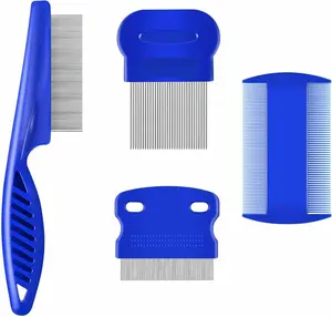 Brillirare Stainless Steel Double‑Sided Flea & Lice Comb 4‑Pack for Pet Grooming (Cats & Dogs)