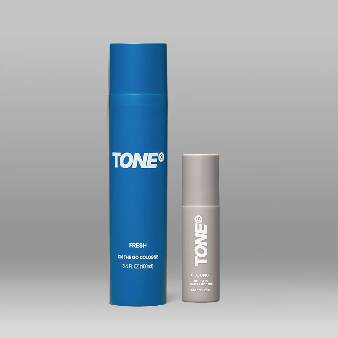 TONE Layering Duo, Fresh On The Go Cologne + Coconut Roll-On Fragrance Oil