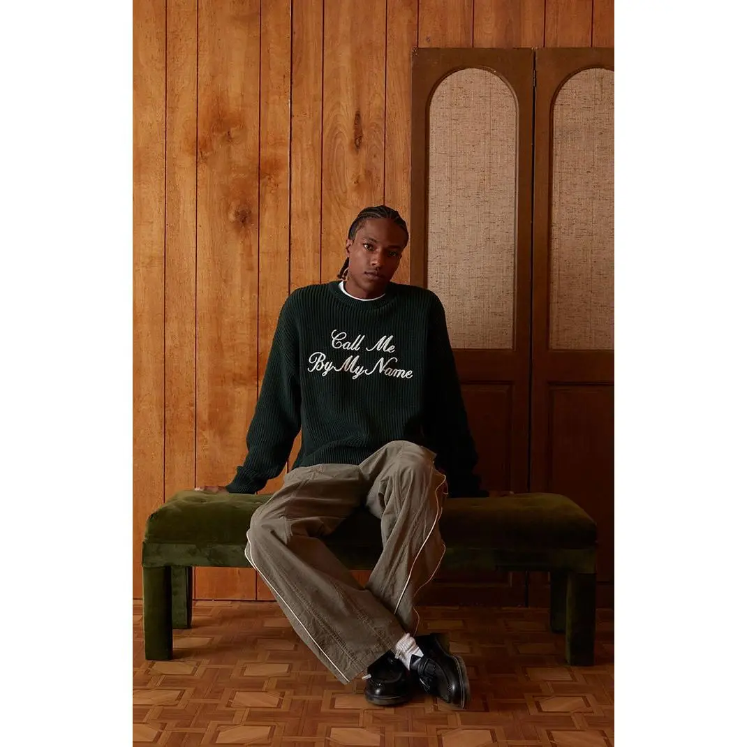 Pacsun Men's Call Me By My Name Ribbed Crew Neck Sweater