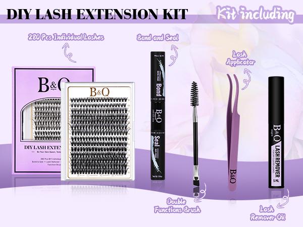 B&Q 30D+40D Lash Kit l Natural Look Long Lasting Lashes Beginner Friendly Eyelashes with Bond&Seal Remover Extensions at Home FebStockup