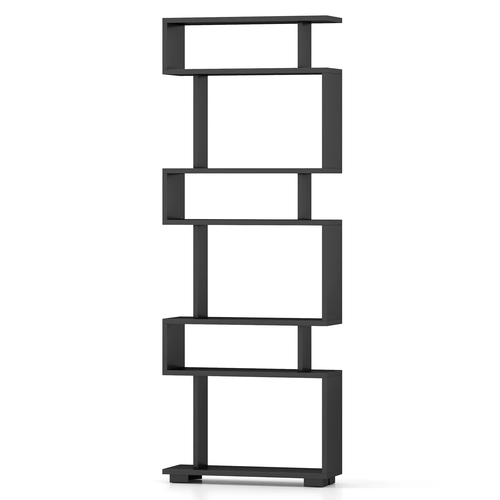 COSTWAY - 6-Tier Bookcase with Anti-Tipping Kit-Black