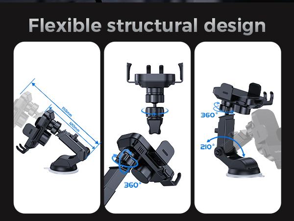 Wireless Car Charger, CHGeek 15W Auto-Clamping Car Mount for Cellphone Charging, Mobile Phone Holder, Smartphone Mount, Tablet Mount, Adjustable Car Charger, Electronic Phone Stand