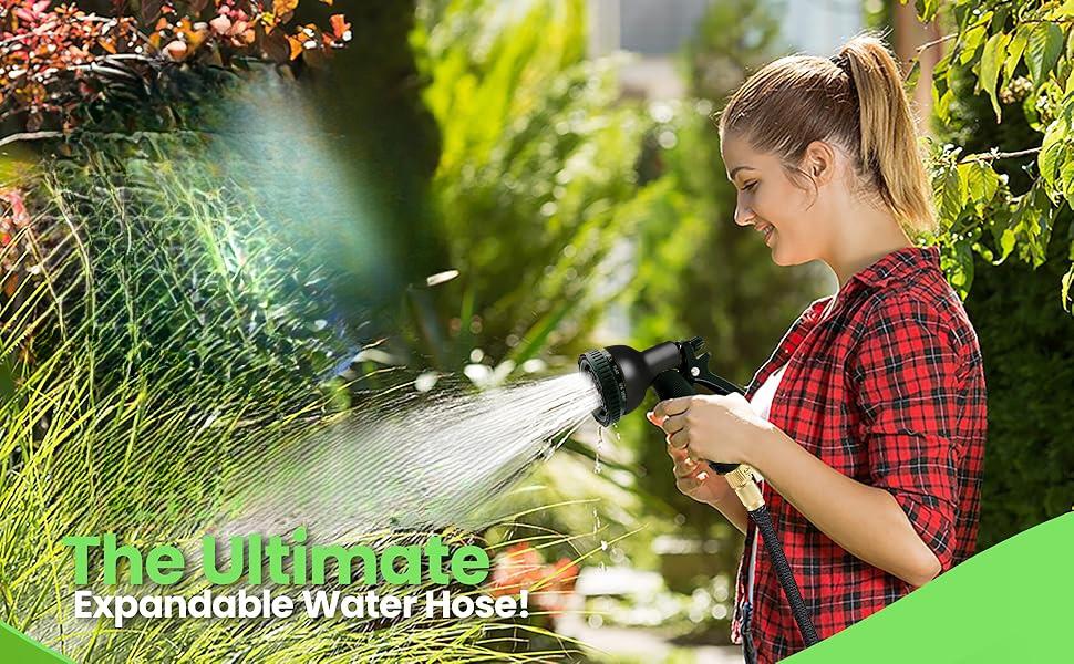 100、75、50FT Expandable Garden Hose,Heavy Duty Superior Strength,4 -Layer durable collapsible Latex Core,Extra Strong Brass Connectors ,lightweight flexible water hose