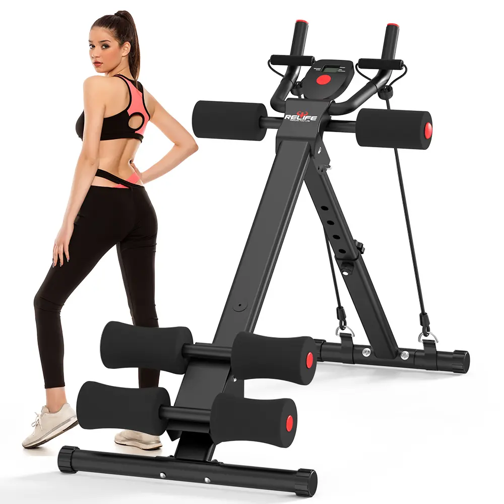 RELIFESPORTS Foldable Ab Exercise Equipment - Unisex Abdominal Exercise Machine with Adjustable Steel Frame, LCD Monitor, Resistance Bands, Silent Smooth Operation, At Home Gym Equipment, Ab Fitness Machine Workout Gear, Abs tiktokshopbacktoschool