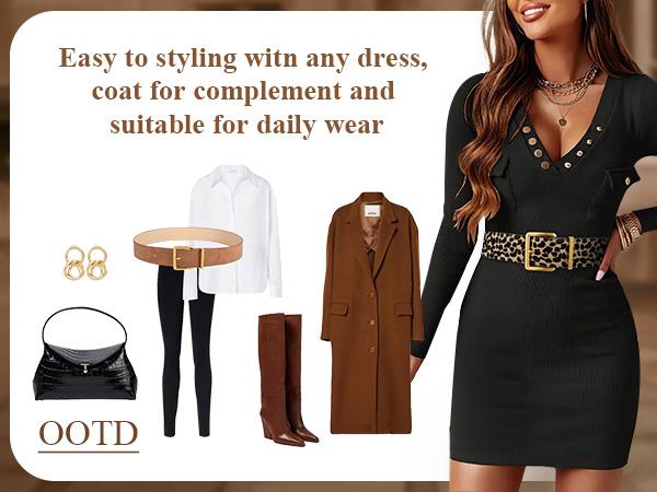 JASGOOD Women Wide Chunky Belt for Dresses Fashion Thick Suede Belt with Gold Buckle JASGOOD Women Wide Chunky Belt for Dresses Fashion Thick Suede Belt with Gold Buckle