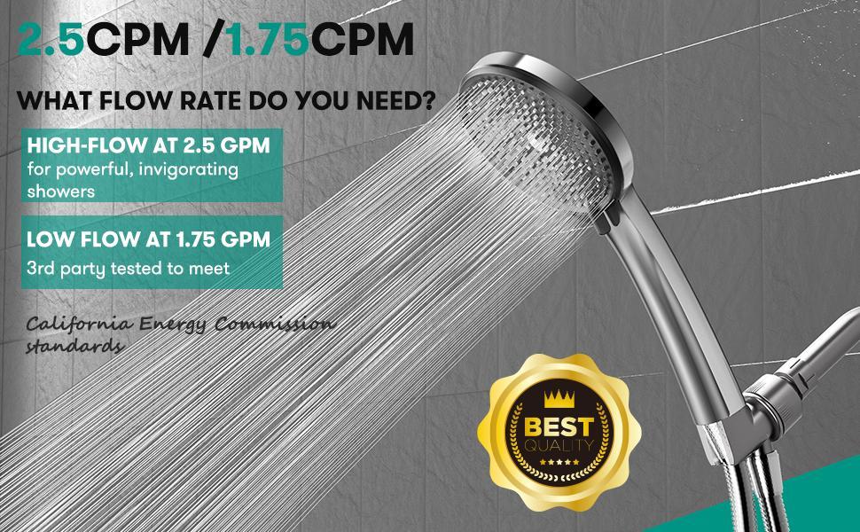 ROLAKUL High Pressure Multi-Mode Handheld Showerhead - Anti-clogging nozzles, built-in power wash function for cleaning tubs, tiles and pets, extra-long stainless steel hose, wall and ceiling mounts.