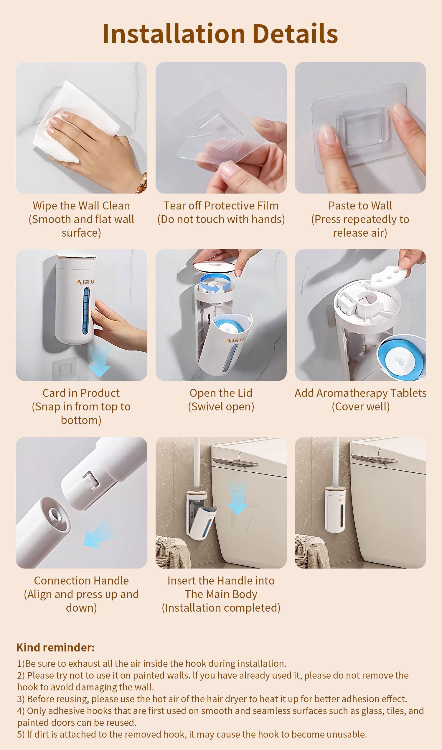 AIR U Disposable Toilet Brush, Toilet Bowl Wand Holder Set with 24PCS Cleaner Refills, General Bathroom Cleaner Restroom Home Goods  ,Valentine's Day gift