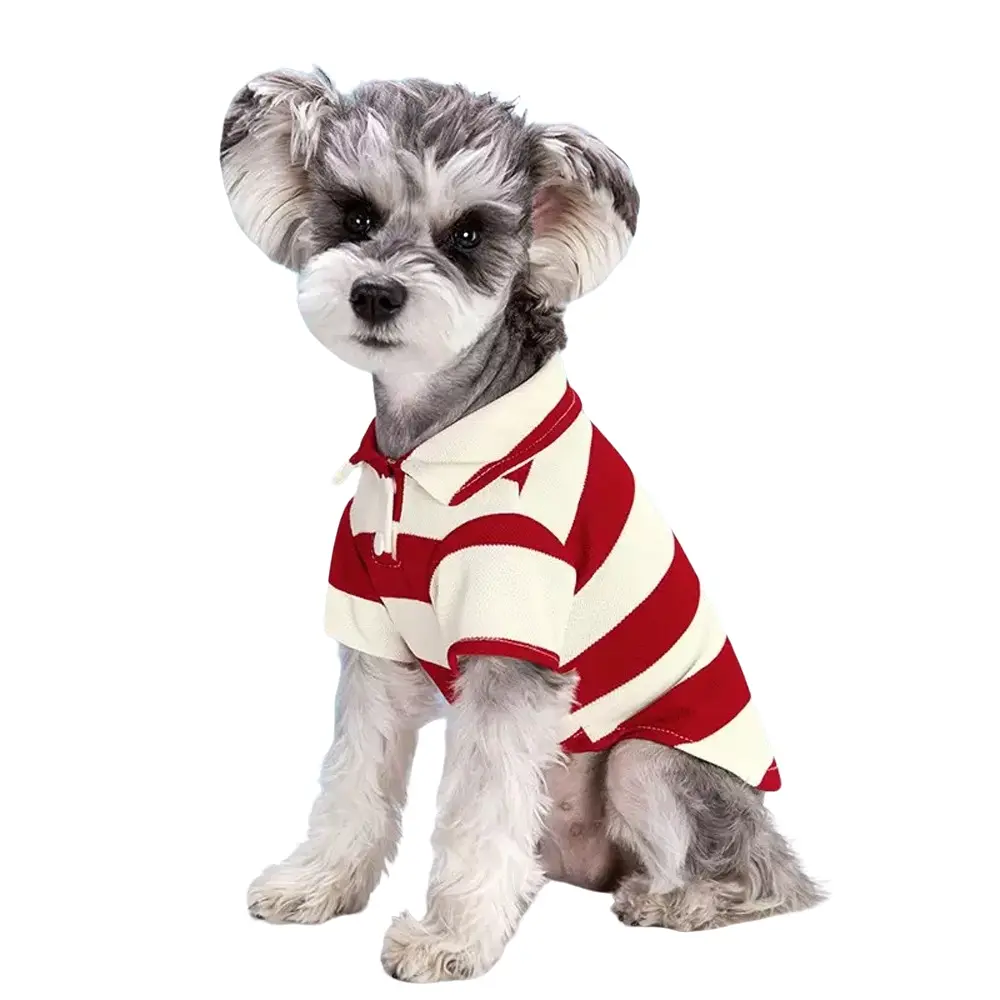 Pet Clothes Spring Summer Polo Shirt, Dog Cat Clothing, Husky Clothes, Striped Polo Shirt, Flip Collar Design, Comfortable & Stylish Pet Apparel