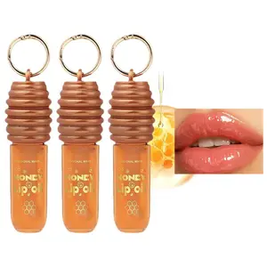 Honey Lip Oil - Professional Makeup Product with Keychain for Easy Carrying & Quick-Drying Formula for Long-Lasting Color - Moisturizing & Hydrating Jelly Texture for Smooth Lips
