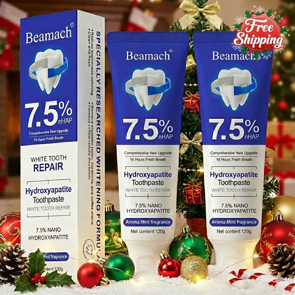 Beamach Fluoride-Free 7.5% Nano Hydroxyapatite Toothpaste (2PCS) - Toothpaste Without Fluoride for Enamel Repair, Gum Health, Teeth Whitening - Gentle Mint Flavor backtoschool
