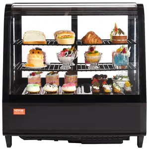 VEVOR Refrigerated Display Case,  , 3.5 Cu.Ft./100L, 2-Tier, Countertop Pastry Display Case Commercial Display Refrigerator with LED Lighting, TURBO Cooling, Frost-Free Air-Cooling, Rear Sliding Door