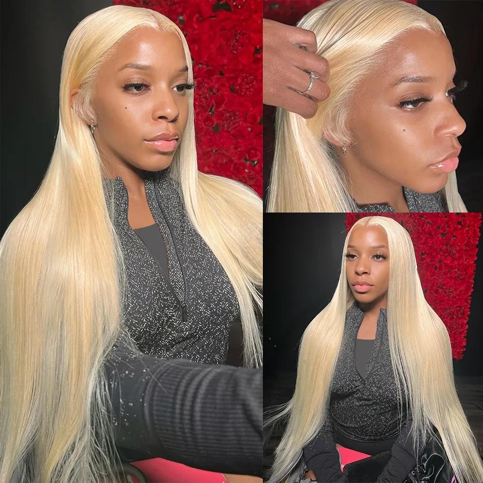 Hot Star 613 Blonde and Neon Red Straight and Body Wave HD Transparent 13x6 Lace Front Human Hair Wigs for Women Glueless Brazilian Lace Frontal PrePlucked Wig