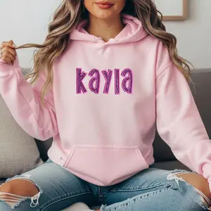 Custom Name Glitter Hoodie - Personalized Sparkle Applique Pullover - Aesthetic Y2K Oversized Sweatshirt
