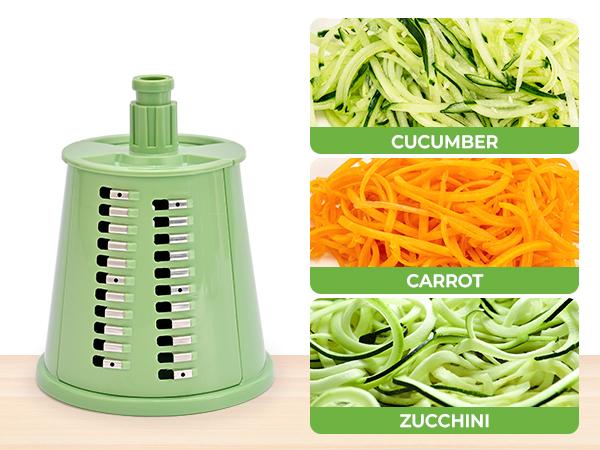 SUSTEAS Vegetable Chopper 18/10 Stainless Steel with 6 Replaceable Blades, Strong Suction Cup Base, Durable Design for Easy Cooking Kitchenware Utensils New Green