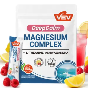 VEV Magnesium Drink Powder Supplement with Ashwagandha, L-Theanine & Vitamin D - Support for Cortisol, Calm & Relaxation - Raspberry Lemonade Flavor - Vegan - 30 Ct