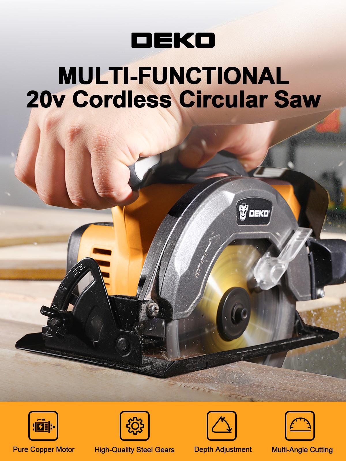 DEKO 20V Cordless Circular Saw With 4.0Ah Battery And Charger, 5500 RPM No Load Speed, Lightweight Design, 165mm 6 1/2 Inch 800W Electric Saw For Wood, Plastic, Metal Cutting And Decorative Construction