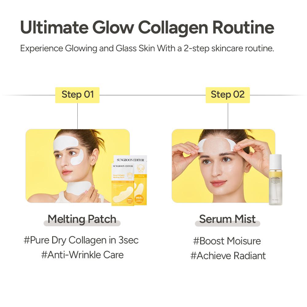 [SUNGBOON] Glazed Dewy Boost Duo | Collagen Mist & Eye Patches for Hydration, Radiance & Glow-Up Skin | Korean Skincare Ritual Set
