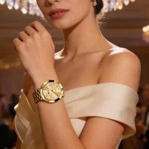 Women's Elegant Round Dial Analog Quartz Watch, Luminous Fashionable Watch, Fashion Luminous Watch for Party, Daily Clothing Decor, Trendy All-match & Exquisite Waterproof Watch for Birthday Gift with Box