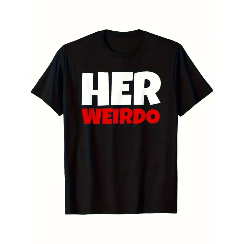 His & Hers Matching Couple T-Shirts - Funny "Her Weirdo & His Crazy" Graphic Tees, 220gsm Pure Cotton Retro Matching Outfits for, Unisex Sizing for Date Nights & Casual Attire Oversized Print