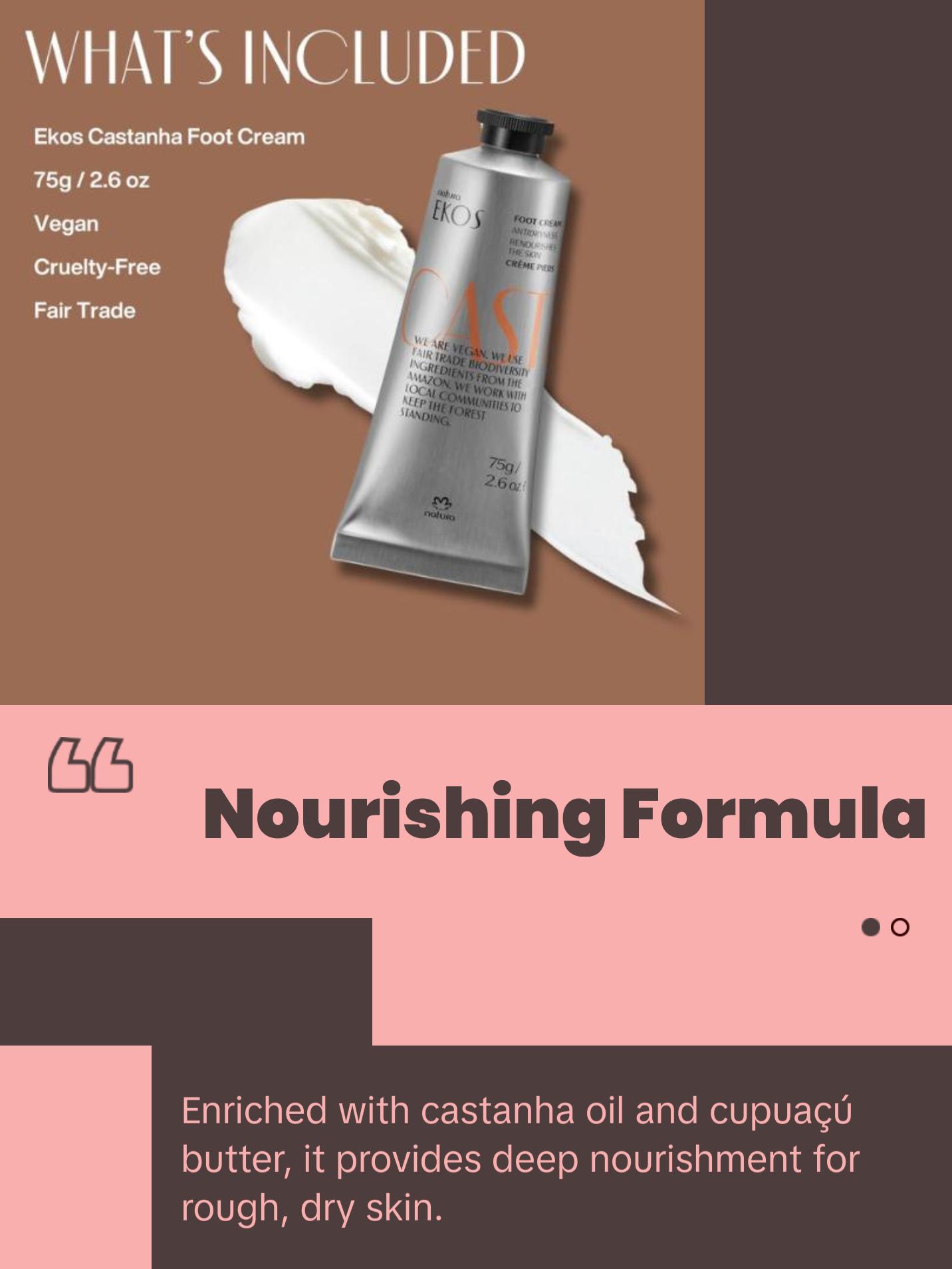 Natura Brazil Nut Foot Cream, Fast-Absorbing Moisturizer, Softens, Smooths & Repairs Rough Dry Skin 2.6oz