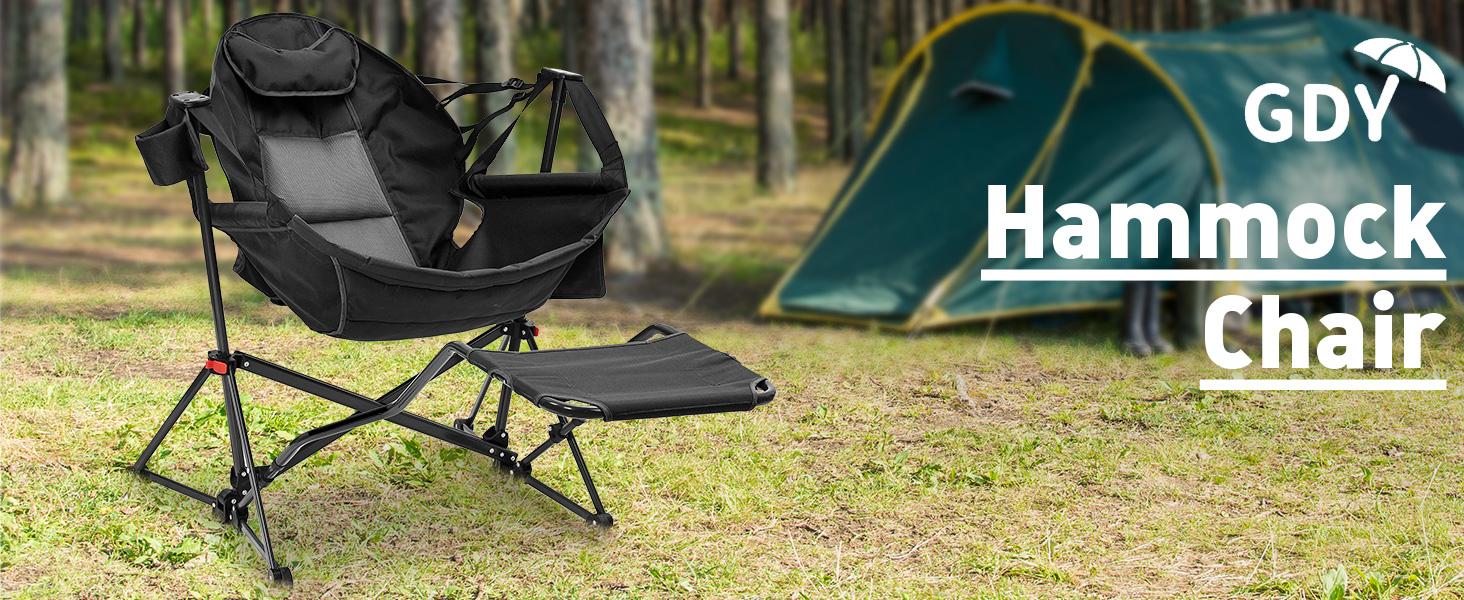 【Valentine's Day gift】GDY Hammock Camping Chair, Swing Chair Rocking Chair With Pedal, Max 450 lbs Capacity hammock life