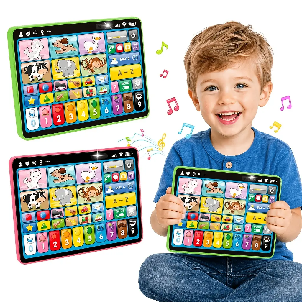 Learning Tablet for Toddlers 12 Month+, Trilingual Learning Toys with Music & Sound, Speech Therapy Toys for 1-3 Years Old, Early Development for Baby, Musical Baby Birthday Toys for Boys and Girls, Toddler Educational Toys Christmas Gifts