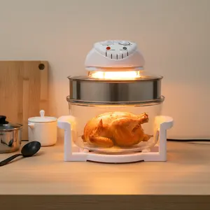 17L 360° Visible Halogen Adjustable Temperature Air Fryer Oven With Expansion Ring, Home Kitchen Essential Furniture, Adjustable Temperature Fryer