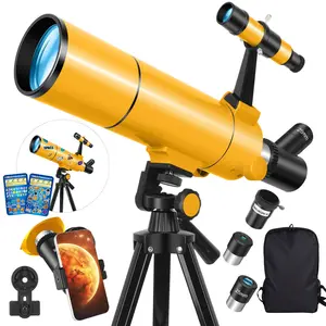 80mm Telescope for Beginners 500mm High-Precision Refractor with Phone Adapter Fun Space Stickers & 20X-150X Magnification